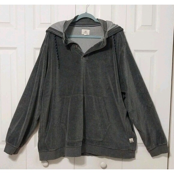 Surfside Supply Men's Hoodie Button Collar Pullover Long Sleeve Grey 2XB - Picture 1 of 5